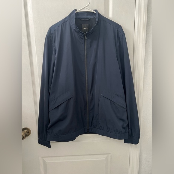 Theory Men’s Scotty Bevan Double Zip Front Jacket Windbreaker Navy Blue Size XL - Picture 4 of 10